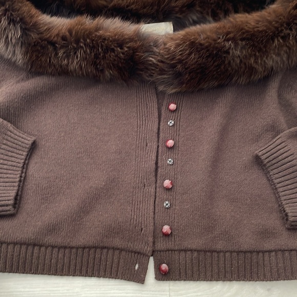 SALE! Valentino Brown Wool & Cashmere Blend Cropped Cardigan w/ Trim - Picture 8 of 12